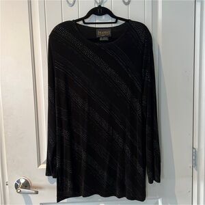 PICADILLY:  Black Long Sleeve Top/Silver Accents